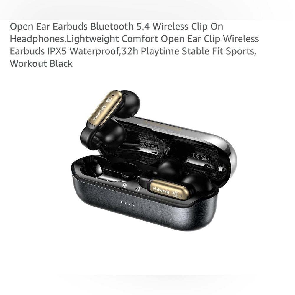 Mehomei NIB Black and Gold Wireless Earbuds Wireless